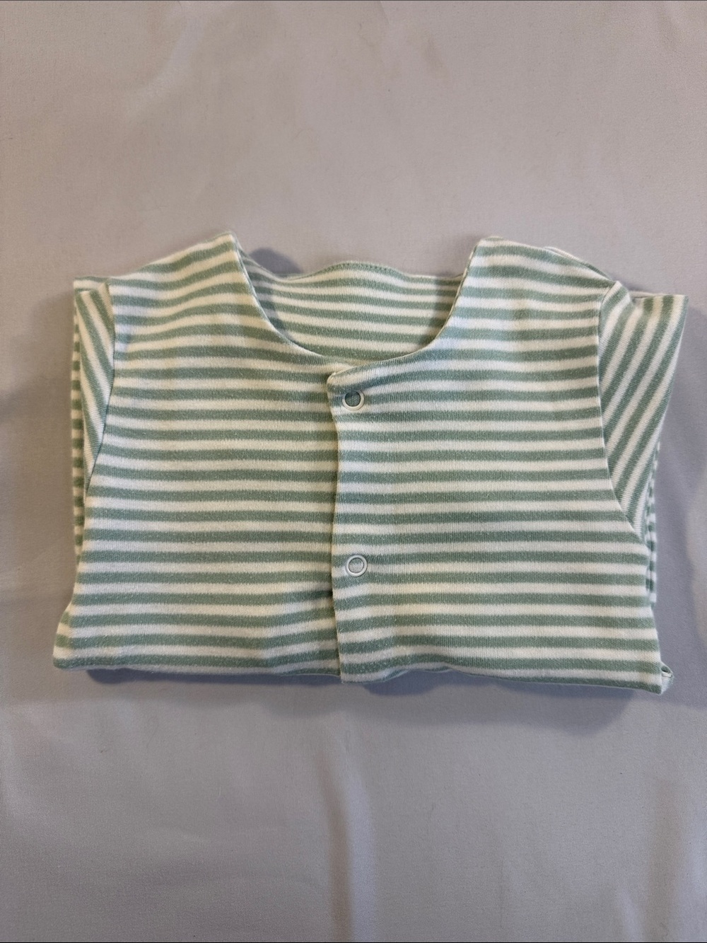 Marks & Spencer Green and White Striped Baby Button-Front Top
